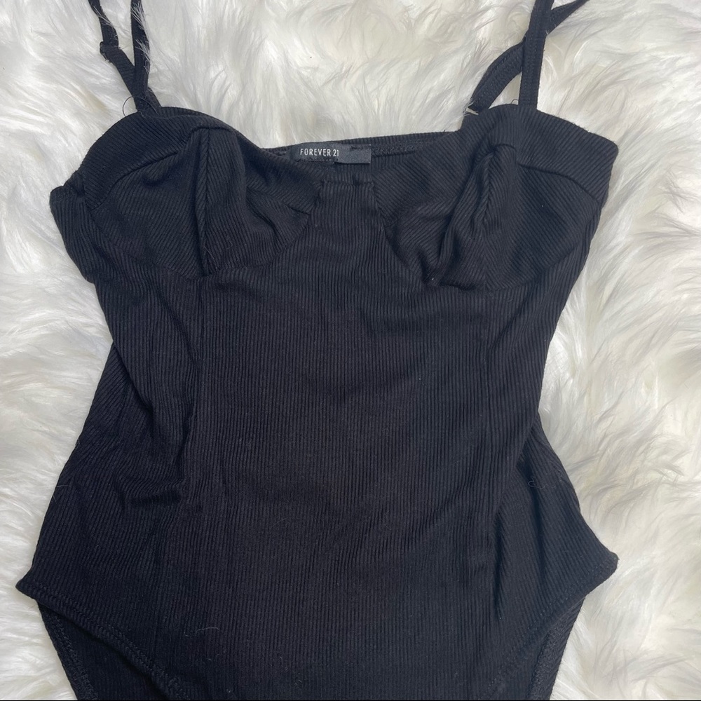 Black Ribbed Cami Bodysuit - Picture 2 of 6